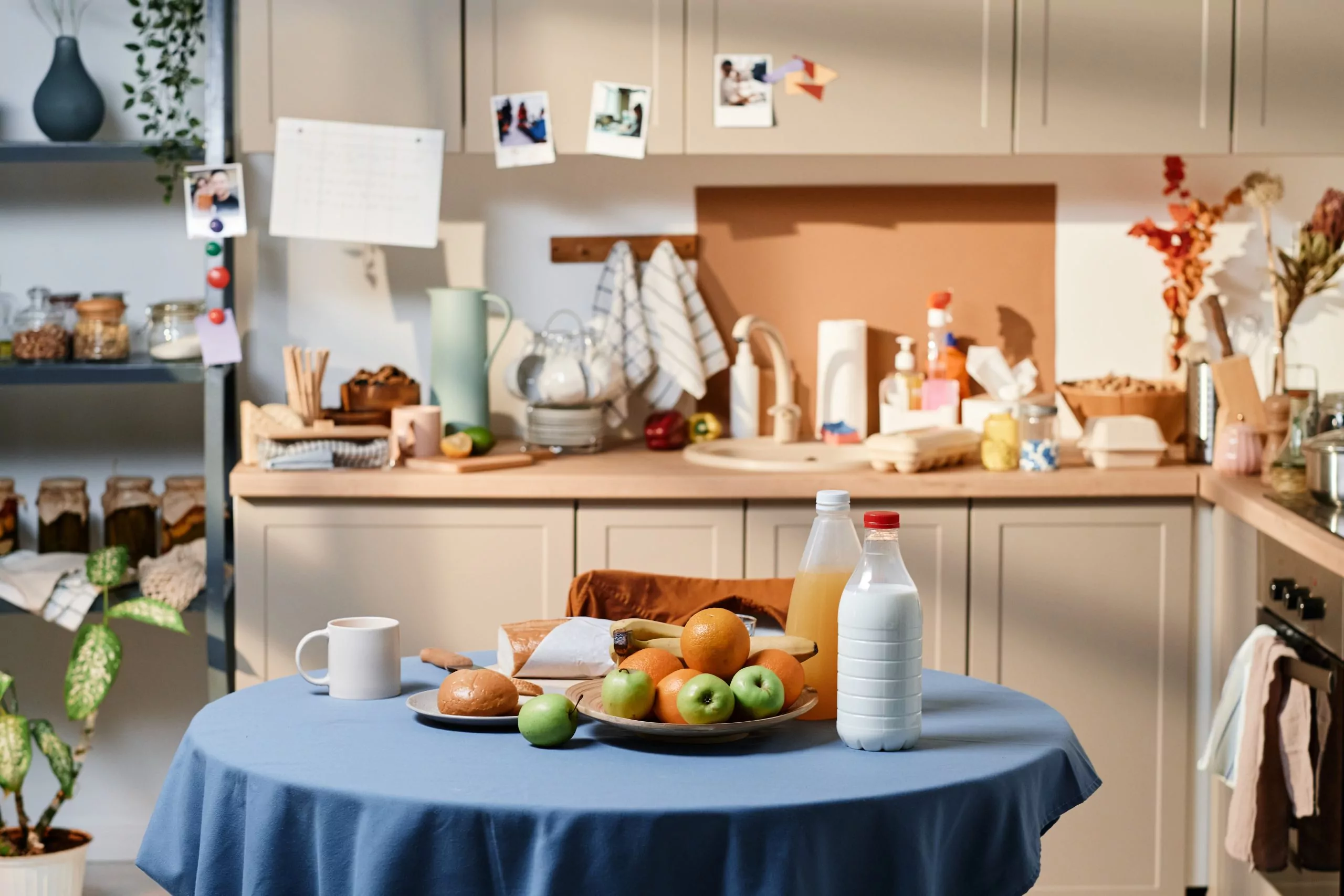Food for preparing breakfast in the kitchen
